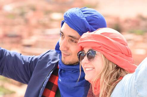 Students take a selfie in the desert.