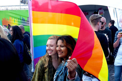 Students at Pride parade.