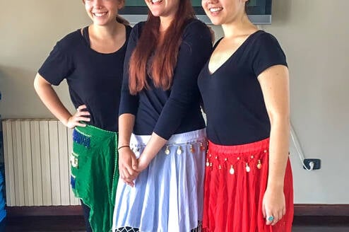 Students participating in a cultural dance activity