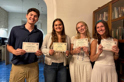 Students celebrating their Spanish learning journey at Celas Maya in Guatemala