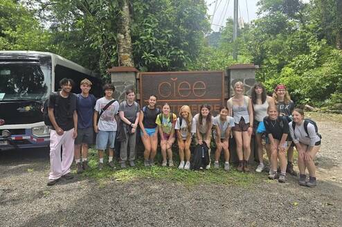 High school students with CIEE sign on Monteverde campus in Costa Rica