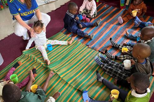 Children learning and playing together at Gily's Children Foundation in Tanzania.