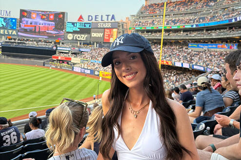 Woman at a baseball game in the USA