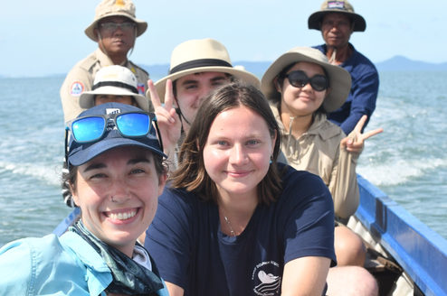 Interns on boat survey