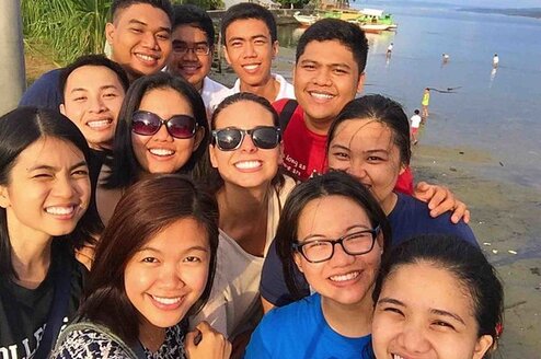 A group of students on an island in the Philippines