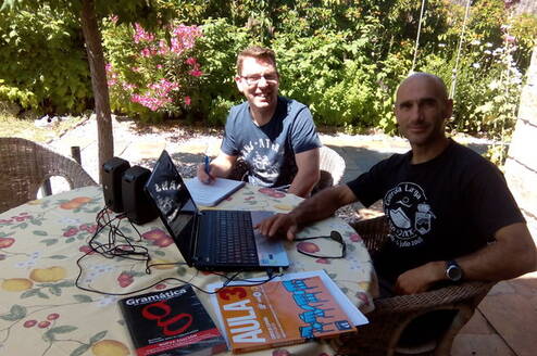 Spanish class in the garden