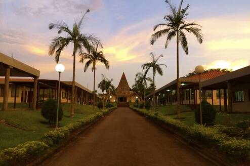 the host university at sunset