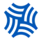 Khalifa University logo is a blue shape ona white background. The blue angular shape is like a flower or swirl that meets in a central point.