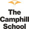The Camphill logo in yellow (looks like wings or a a roof), name of school underneath the yellow logo, in black bold letters: The Camphill School