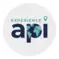 The words Experience API on a gray circle background