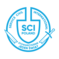 A round-shaped white and blue logo depicting a broken sword with the incription reading SCI Poland in the middle and SERVICE CIVIL INTERNATIONAL on edges