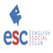 Blue talking icon with "esc" written below in alternating blue and red text. English Social Club is fully written on the right-hand side.