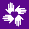 All Hands and Hearts purple and white logo