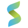 Logo in the shape of the letter S, with blue and green colors which is the brand color of S-Next