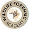 Circular brown logo for the Wildlife Forensic Academy with a map of Africa in the centre and a fingerprint