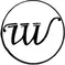 black circle on white background with calligraphic vw inside 