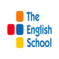 On the left side of the image, there are four rounded squares arranged in a cross-like pattern. One red rounded square is positioned to the left. In the center, there is a blue one. Above the blue square, there is an orange rounded square, and below it, there is a yellow rounded square. To the right of these shapes, the text “The English School” appears in blue. The words are written in three lines: “The” on the top line, “English” in the middle, and “School” on the bottom.