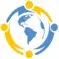 ogo with four stylized human figures in blue and yellow forming a circular shape around the silhouette of the world with Argentina in the center.