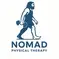 Nomad Physical Therapy logo with a caveman carrying a dumbbell