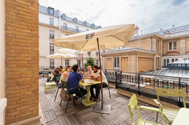 EF students studying on the school rooftop