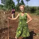 Leslie posing in a field