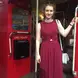 Sophie on a red London bus