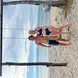 Natasha Kelleher with a friend on the beach