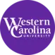 "Western Carolina University" in white text over a purple circle