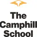 The Camphill logo in yellow (looks like wings or a a roof), name of school underneath the yellow logo, in black bold letters: The Camphill School