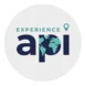 The words Experience API on a gray circle background