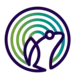 Concentric circles of green fading to teal, outlined in a purple circle that forms a frog