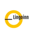 A yellow circle that is hollow with a thick border has the text 'Lingoinn' written across it in dark, bold font.
