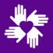 All Hands and Hearts - Logo All Hands and Hearts purple and white logo
