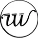black circle on white background with calligraphic vw inside