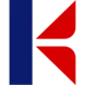 Modern blue and red geometric kite logo