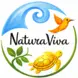 Logo redondo con ola, colibri, mariposa con alas en forma de hoja y tortuga de color amarillo