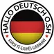 German flag colors with the name "Hallo Deutsch" representing a German language center.