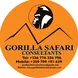 "Gorilla Safari Consultants logo featuring a mountain gorilla silhouette, mountain peaks, and branding for East African gorilla trekking and wildlife safaris."