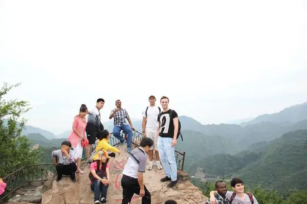 High school teens from language program in china going hiking 