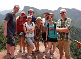 Konall Culture Exchange students on top of a mountain