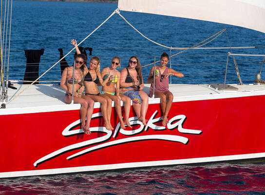 group on sailboat