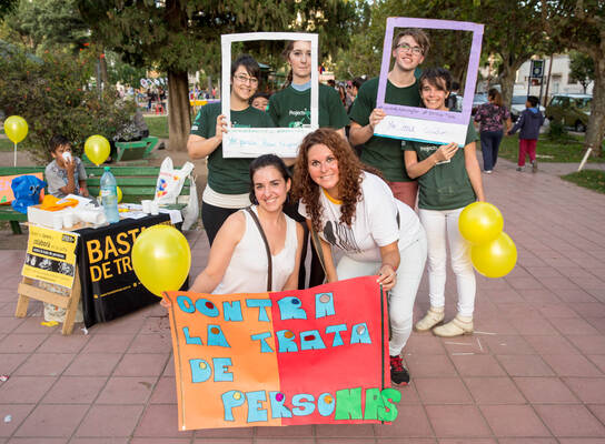 Human Rights volunteers in a campaign against human trafficking