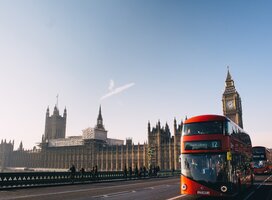 bus and big ben in london