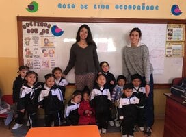 two teachers with kids
