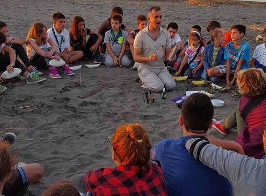 Outdoor classroom learning from volunteers for a variety of countries. 