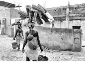 Woman and baby in township