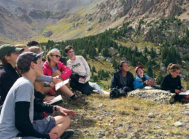A history class taking place on backpacking expedition 