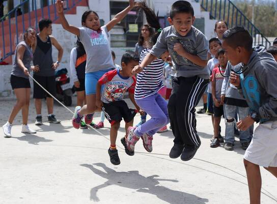 students jumping rope