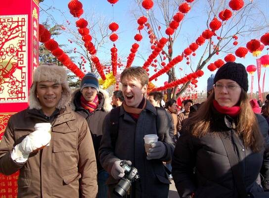 students at Chinese Spring Festival Market