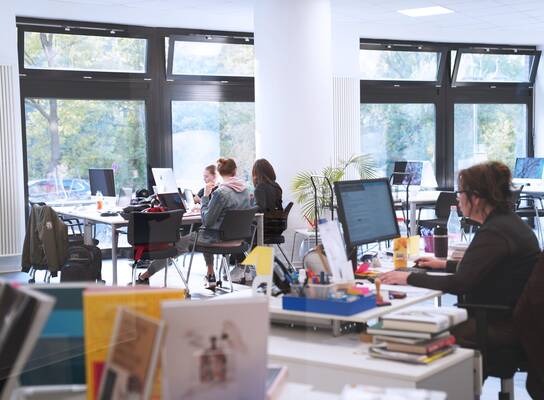 Students learning in the library